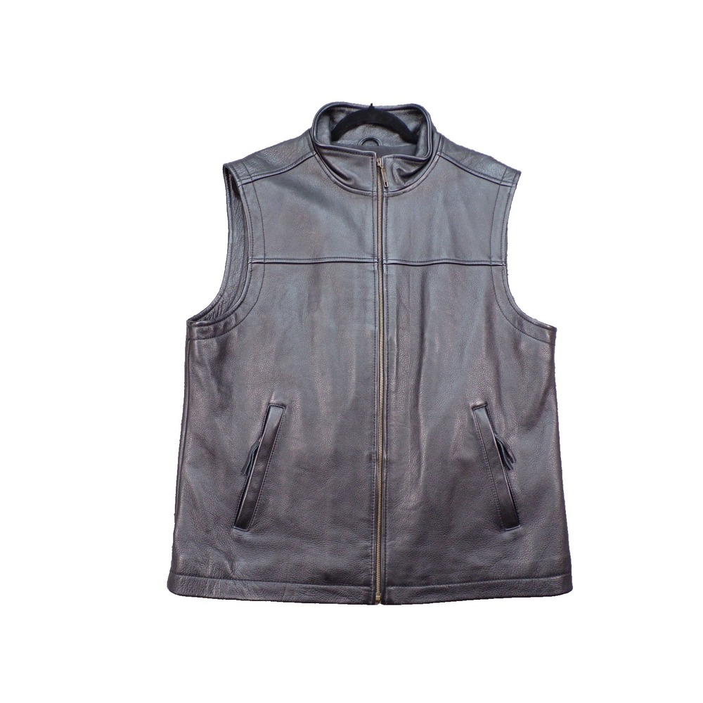 Vintage 90s The Territory Ahead Black Motorcycle Biker Vest Men's Large Lined